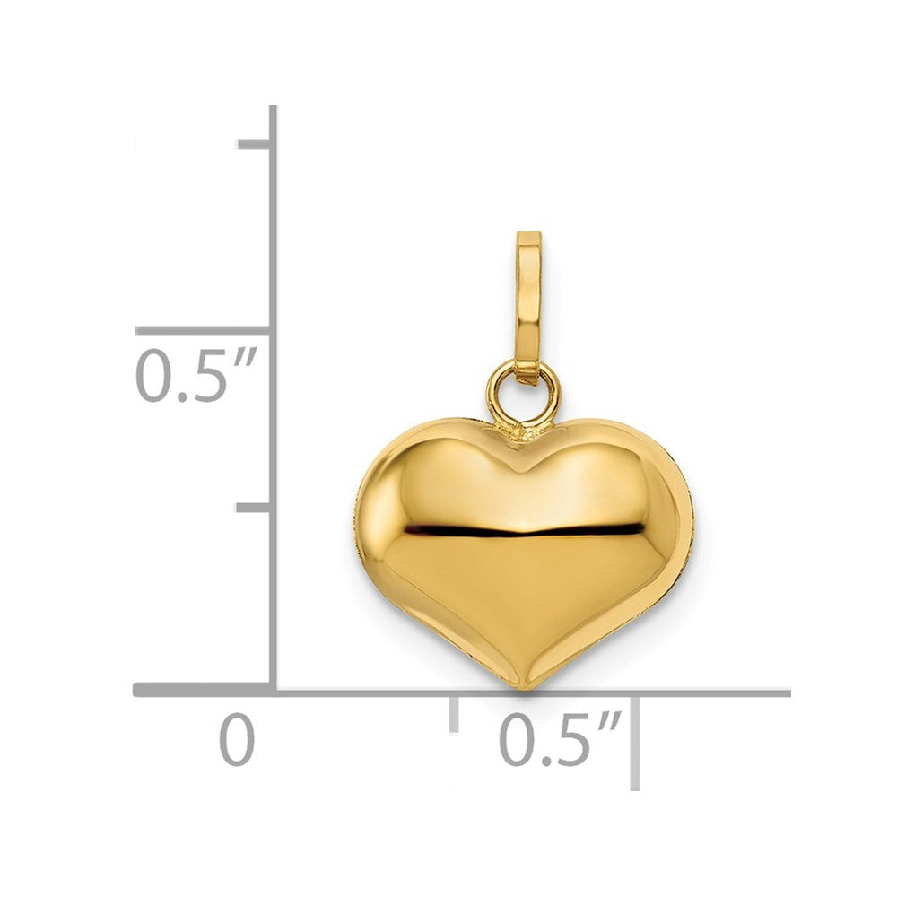 14k Yellow Gold Polished 3-D Puffed Heart Pendant
