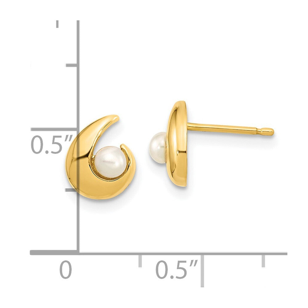 14k Yellow Gold Polished 3.5mm Freshwater Cultured Pearl Stud Earrings