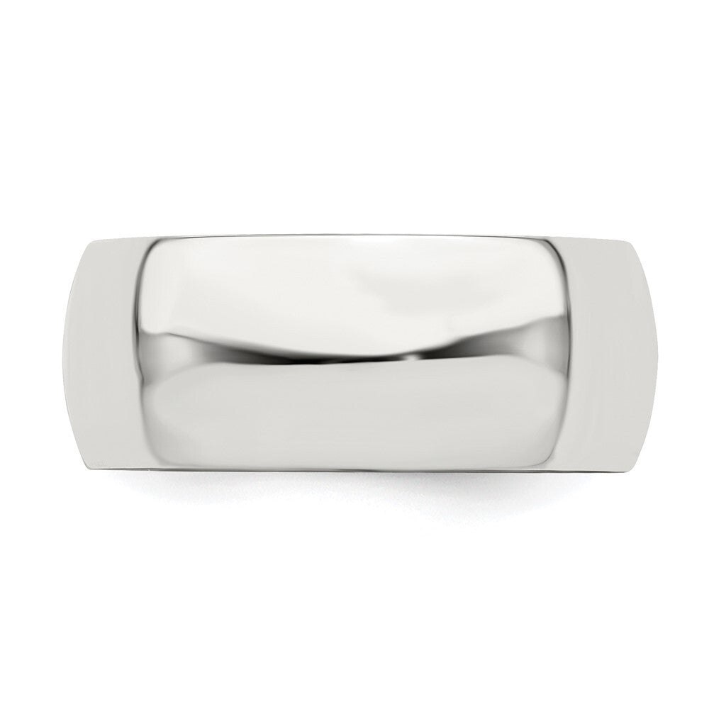 Sterling Silver 8mm Half Round Size 5 Band Ring