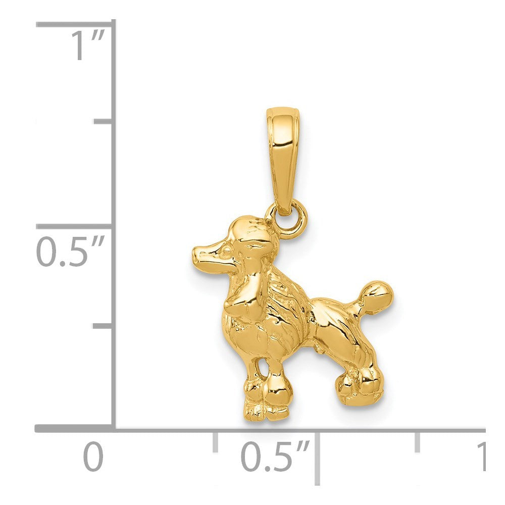 14k Yellow Gold Poodle Dog Pendant