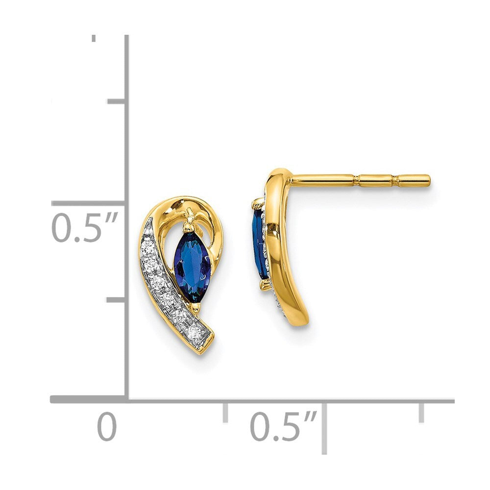 14k Yellow Gold Diamond and Sapphire Drop & Dangle Earrings