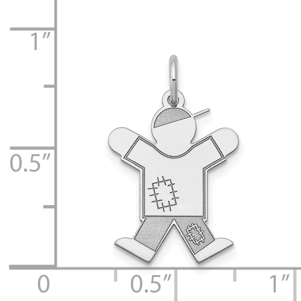 14k White Gold Kid Charm Pendant for Women