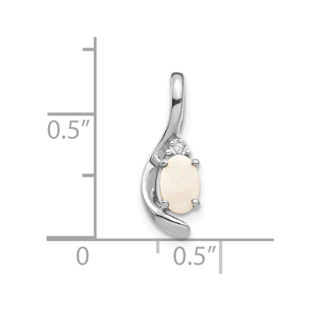 14k White Gold Opal and Diamond Pendant