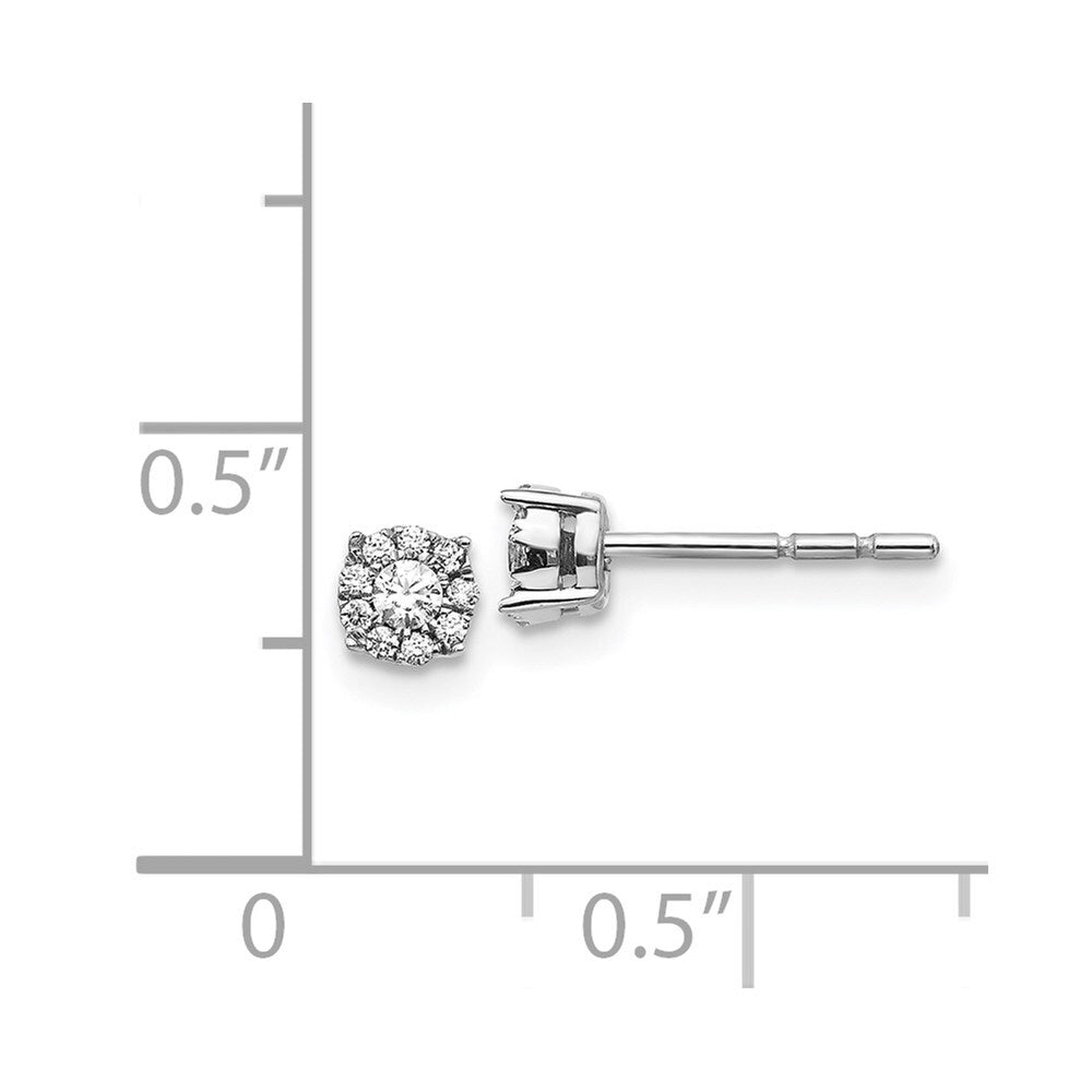 14k White Gold Diamond Cluster Stud Earrings