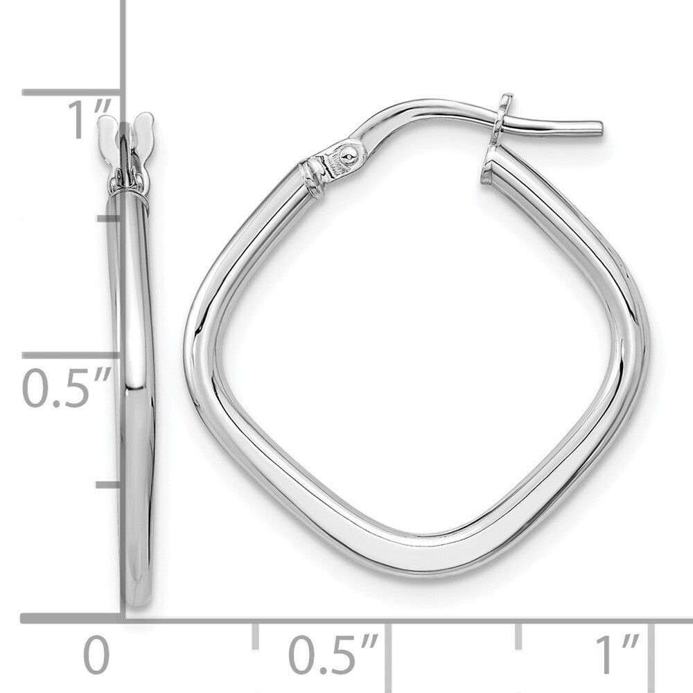 14k White Gold Polished Square Hoops Gift for Women