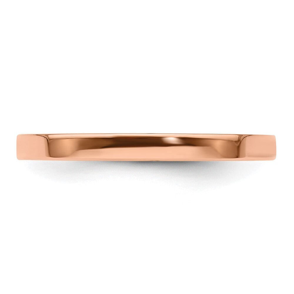 14k Rose Gold 2mm Lightweight Flat Wedding Band Ring Size 6