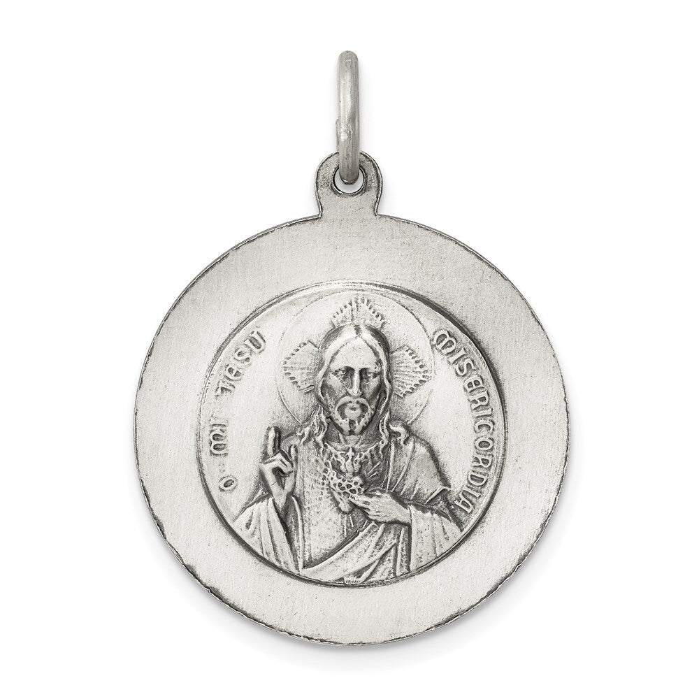 Sterling Silver Antiqued Queen of the Holy Scapular Medal Pendant