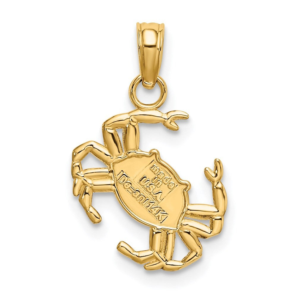 14k Yellow Gold Polished Crab Charm Pendant