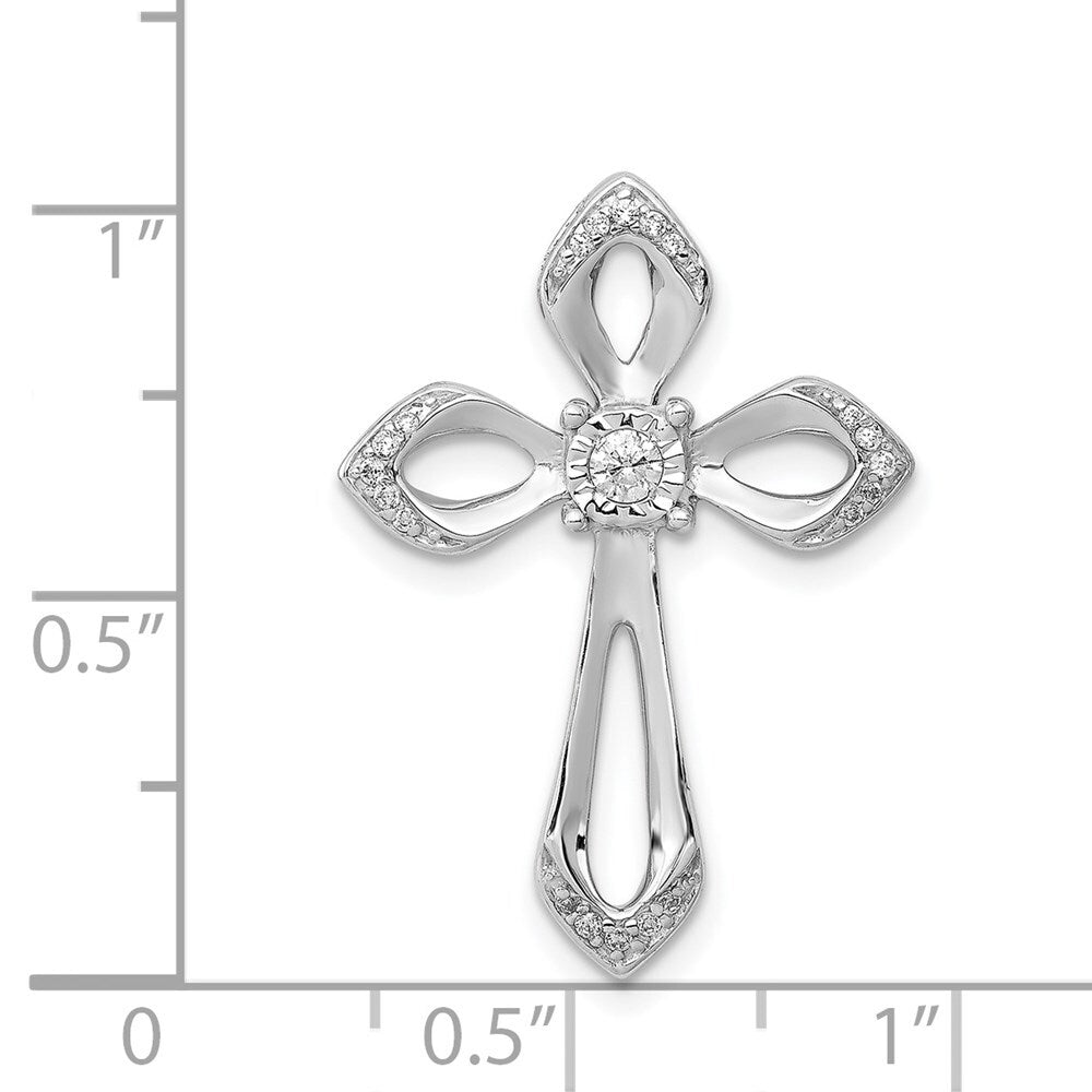 14k White Gold 1/8ct. Diamond Cross Chain Slide Pendant for Women