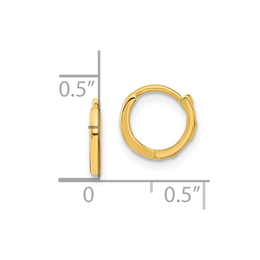 14k Yellow Gold Polished Hinged Hoop Earrings Gift for Women
