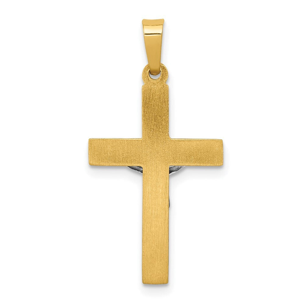 14k Two-tone Gold INRI Hollow Crucifix Pendant for Women