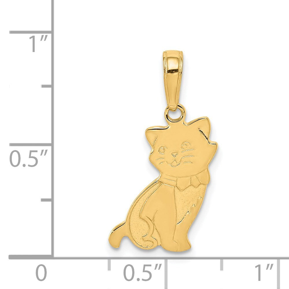14k Yellow Gold Sitting Cat Pendant for Women