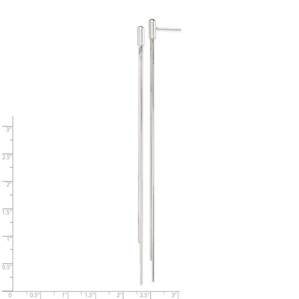 Sterling Silver Polished Multi-Strand Snake Chain Post Dangle Earrings