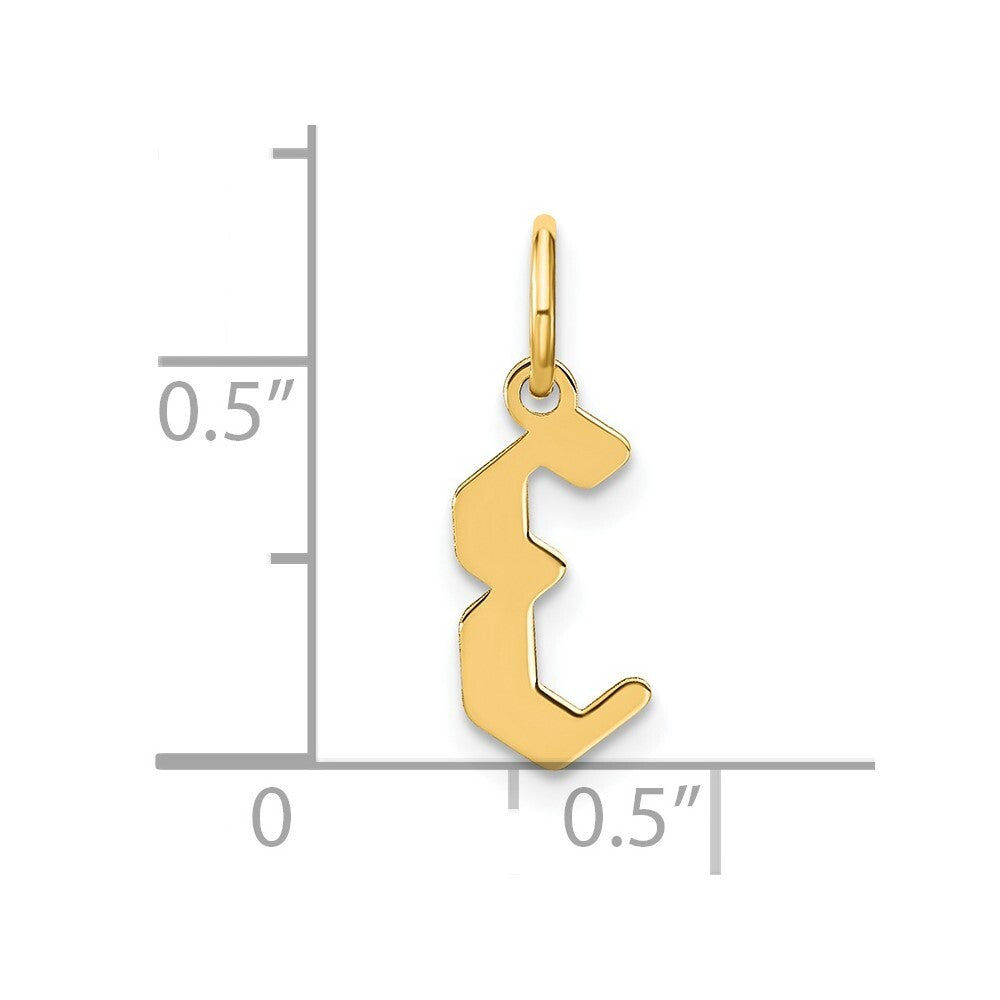 14k Yellow Gold Letter E Initial Pendant for Women