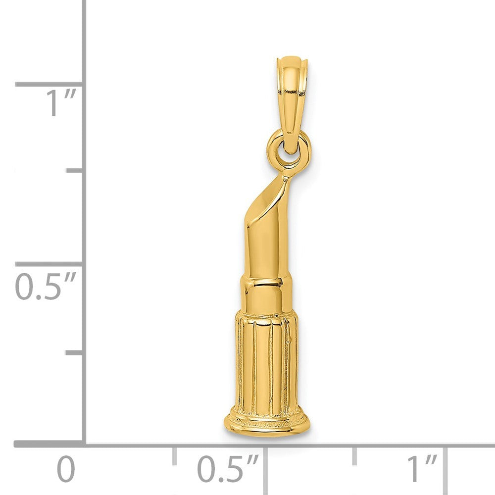 14k Yellow Gold 2-D Polished Lipstick Tube Charm