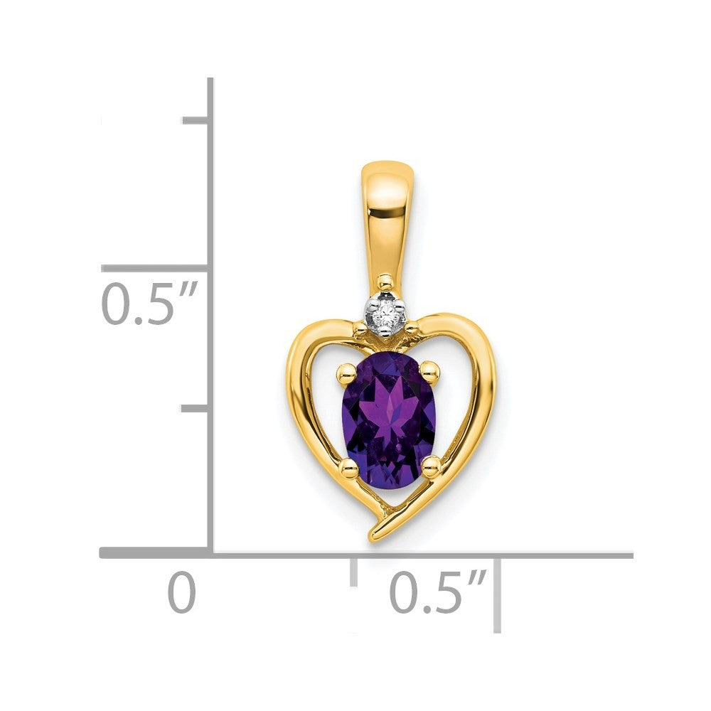 14k Yellow Gold Amethyst and Diamond Heart Pendant