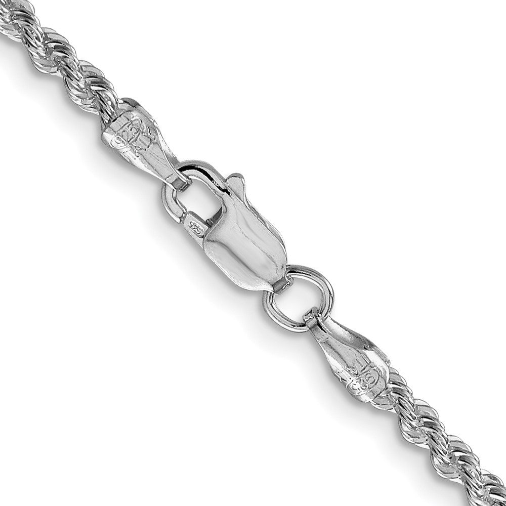 Sterling Silver Rhodium-plated 2.5mm Solid Rope Chain Necklace