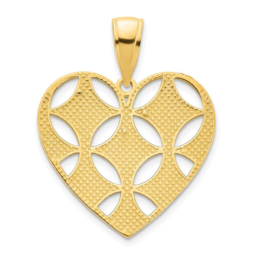 14k Yellow Gold Fancy Heart Pendant for Women