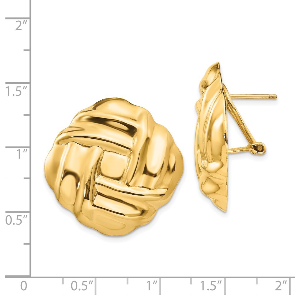 14k Yellow Gold Polished Fancy Omega Back Stud Earrings