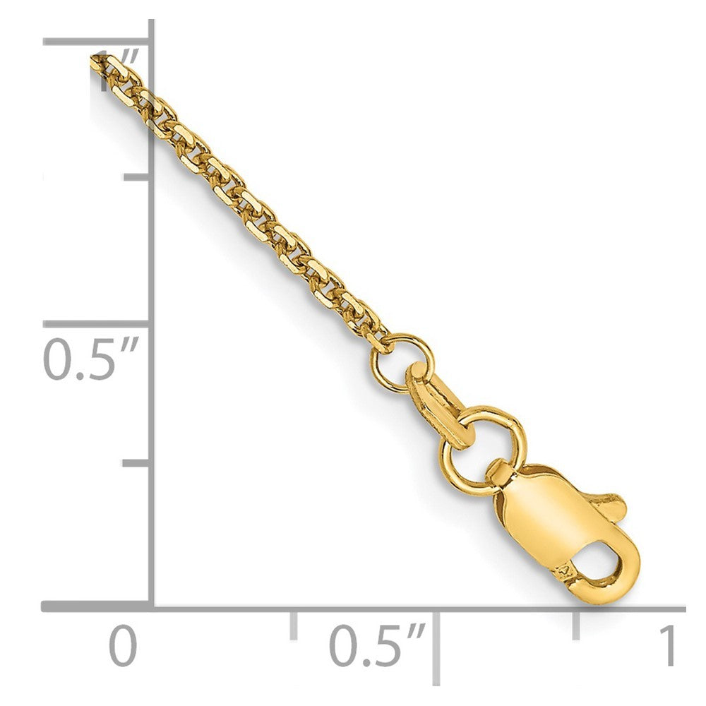 14k Yellow Gold 9 inch 1.45mm Solid Diamond-cut Cable with Lobster Clasp Anklet