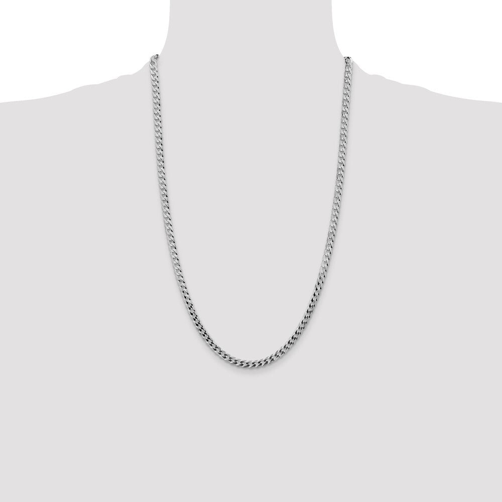 Sterling Silver Rhodium-plated 4.7mm Flat Curb Chain