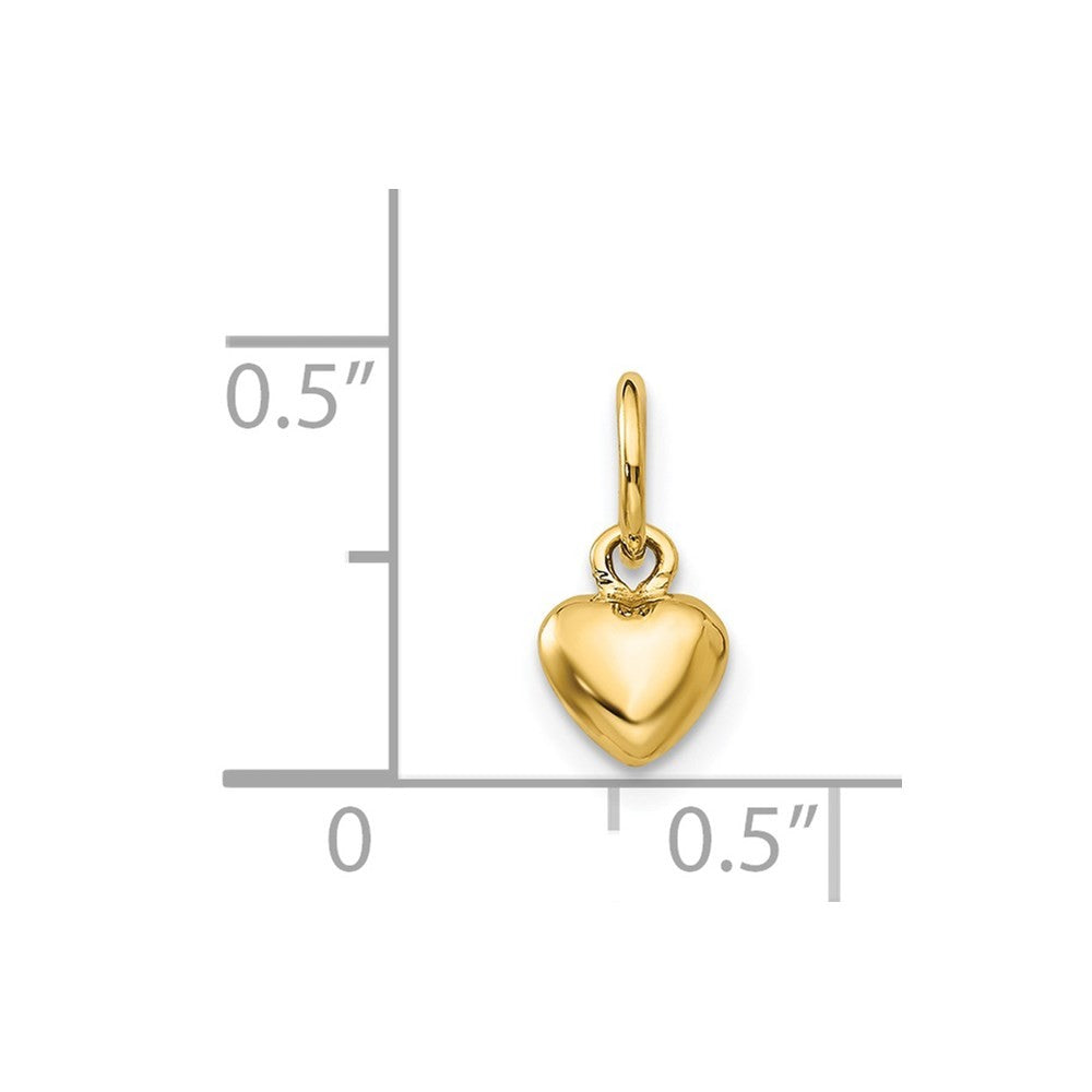 14k Yellow Gold Polished 3-D Puffed Heart Charm