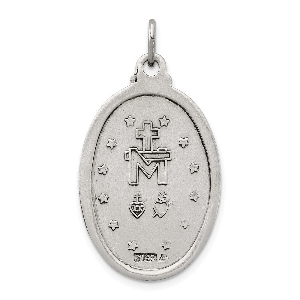 Sterling Silver Antiqued Miraculous Medal Pendant Holiday Gift for Women
