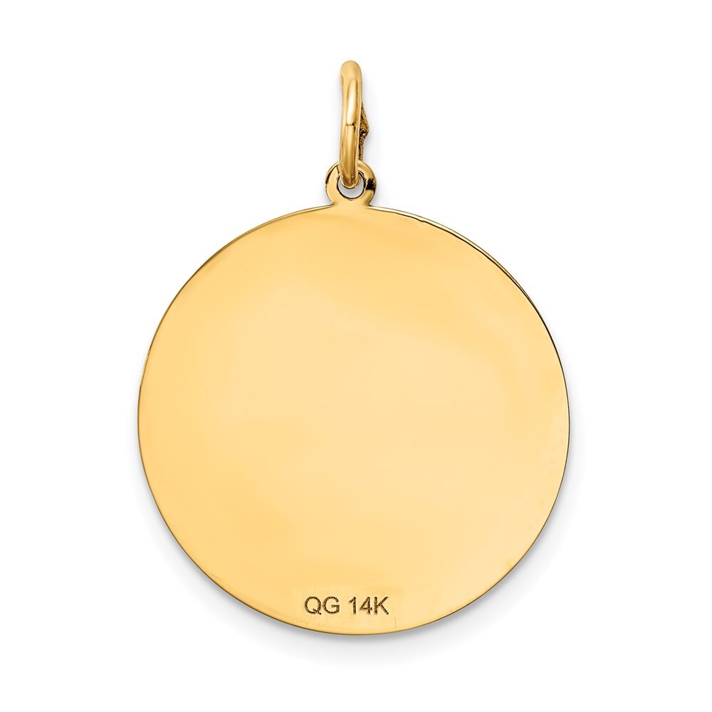 14k Yellow Gold Solid Polished Smiley Face Pendant for Women