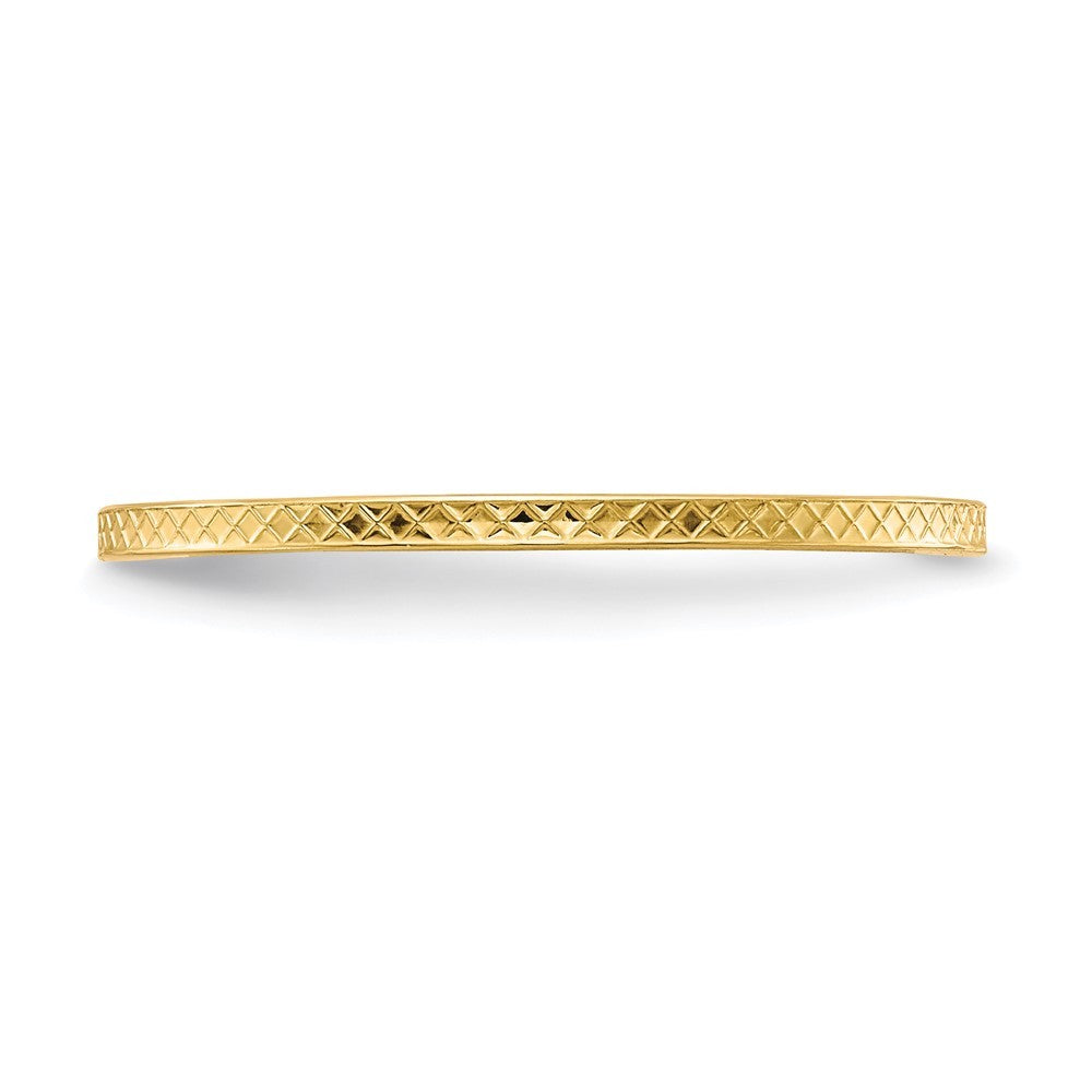 14k Yellow Gold 1.2mm Criss-Cross Pattern Stackable Band Ring Size 6.5