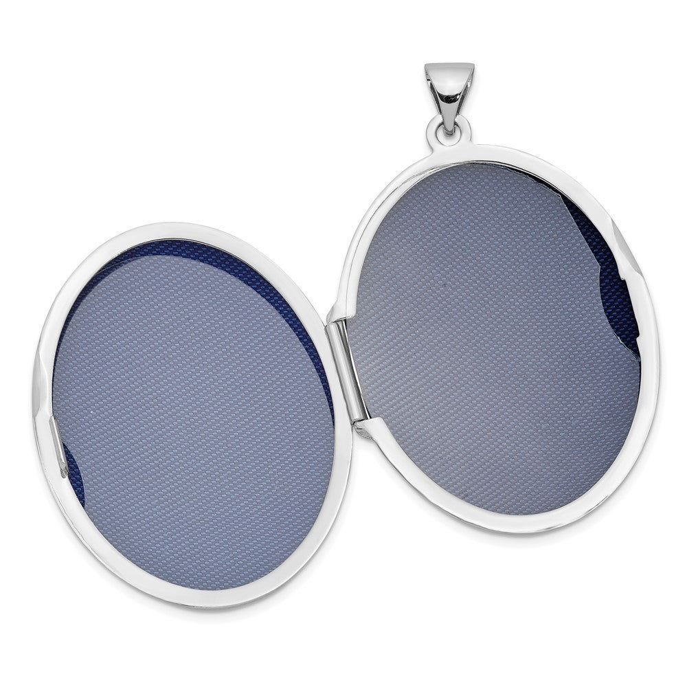 14k White Gold Floral Border 32mm Oval Locket