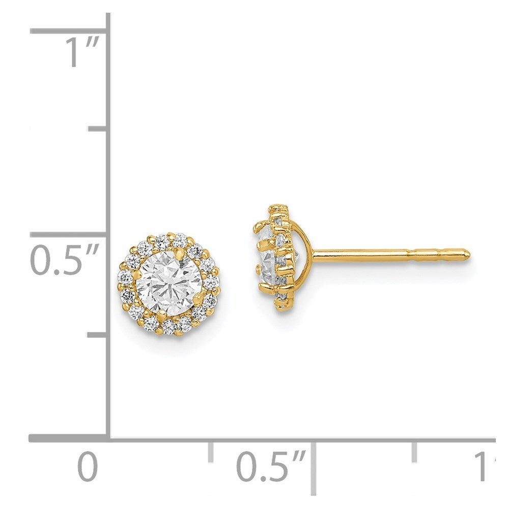 14k Yellow Gold Cubic Zirconia Stud Earrings Gift for Women