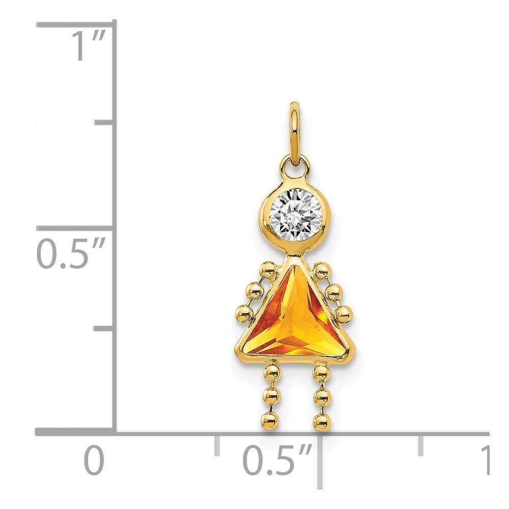 14k Yellow Gold November Girl Birthstone Charm Pendant for Women