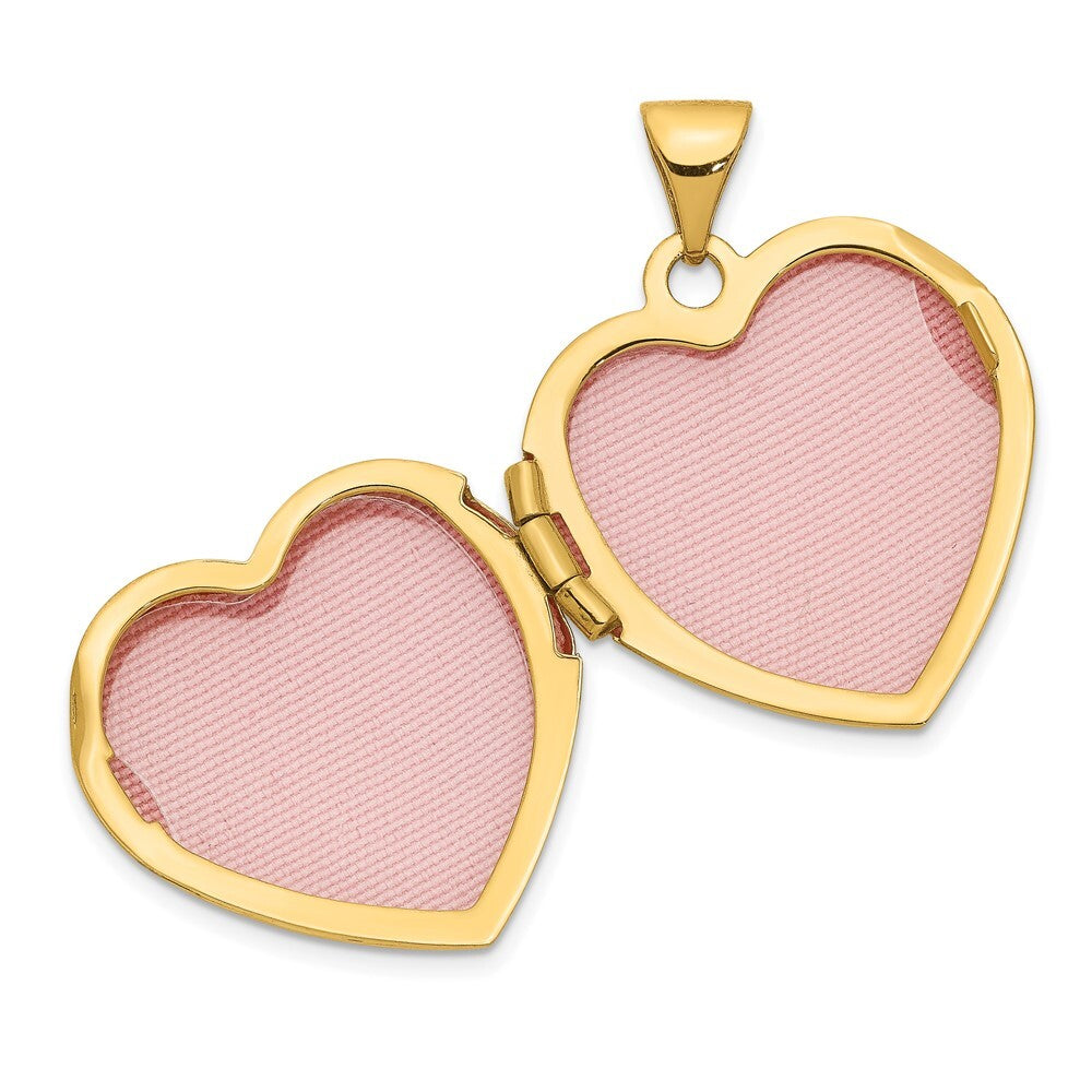 14k Yellow Gold Domed Heart Locket Pendant for Women