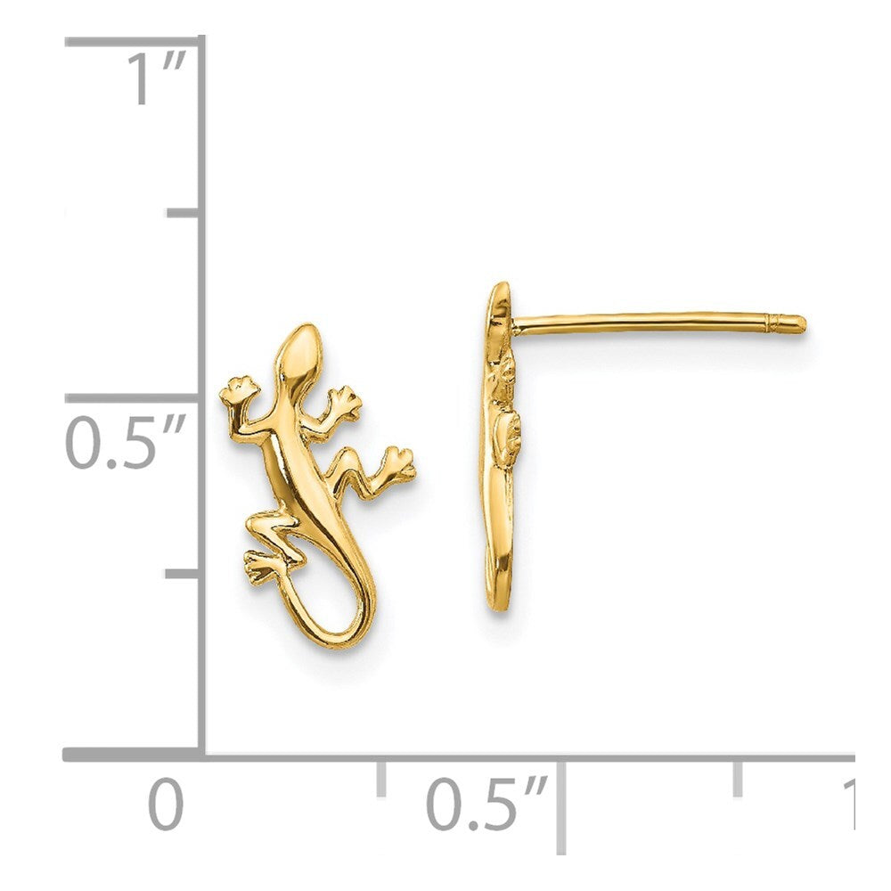 14k Yellow Gold Polished Gecko Stud Earrings Gift for Women