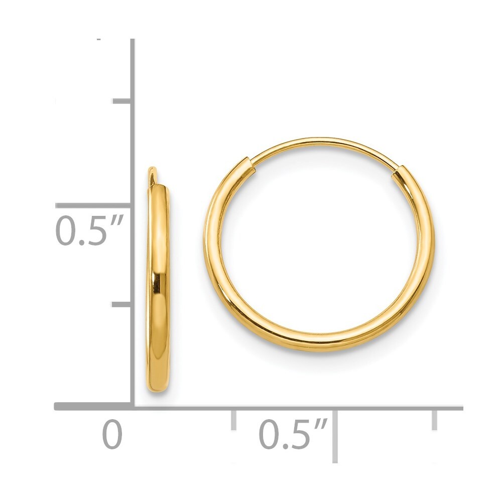 14k Yellow Gold Endless Hoop Earrings Gift for Women