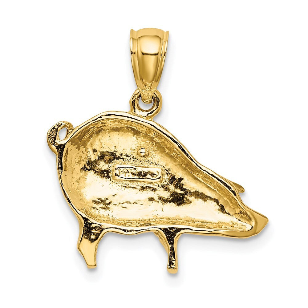 14k Yellow Gold Polished Pig Charm Pendant for Women