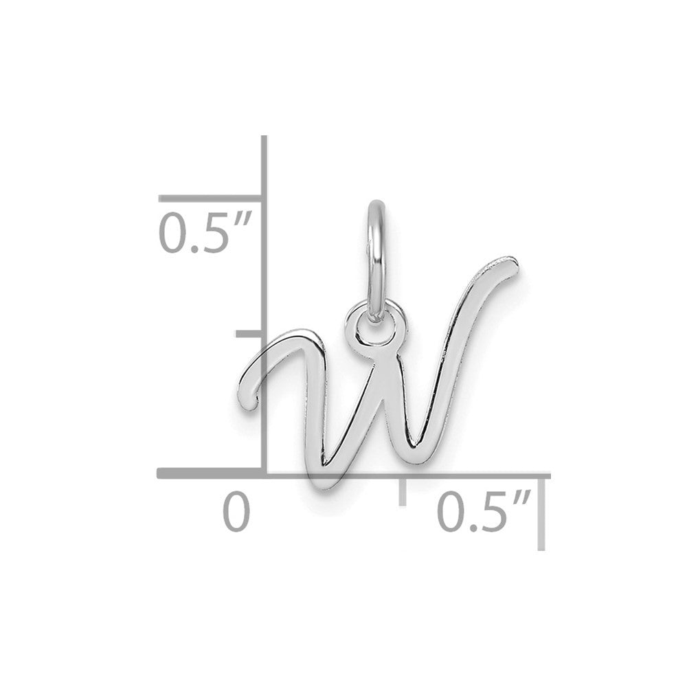 14k White Gold Uppercase Letter W Initial Charm Pendant