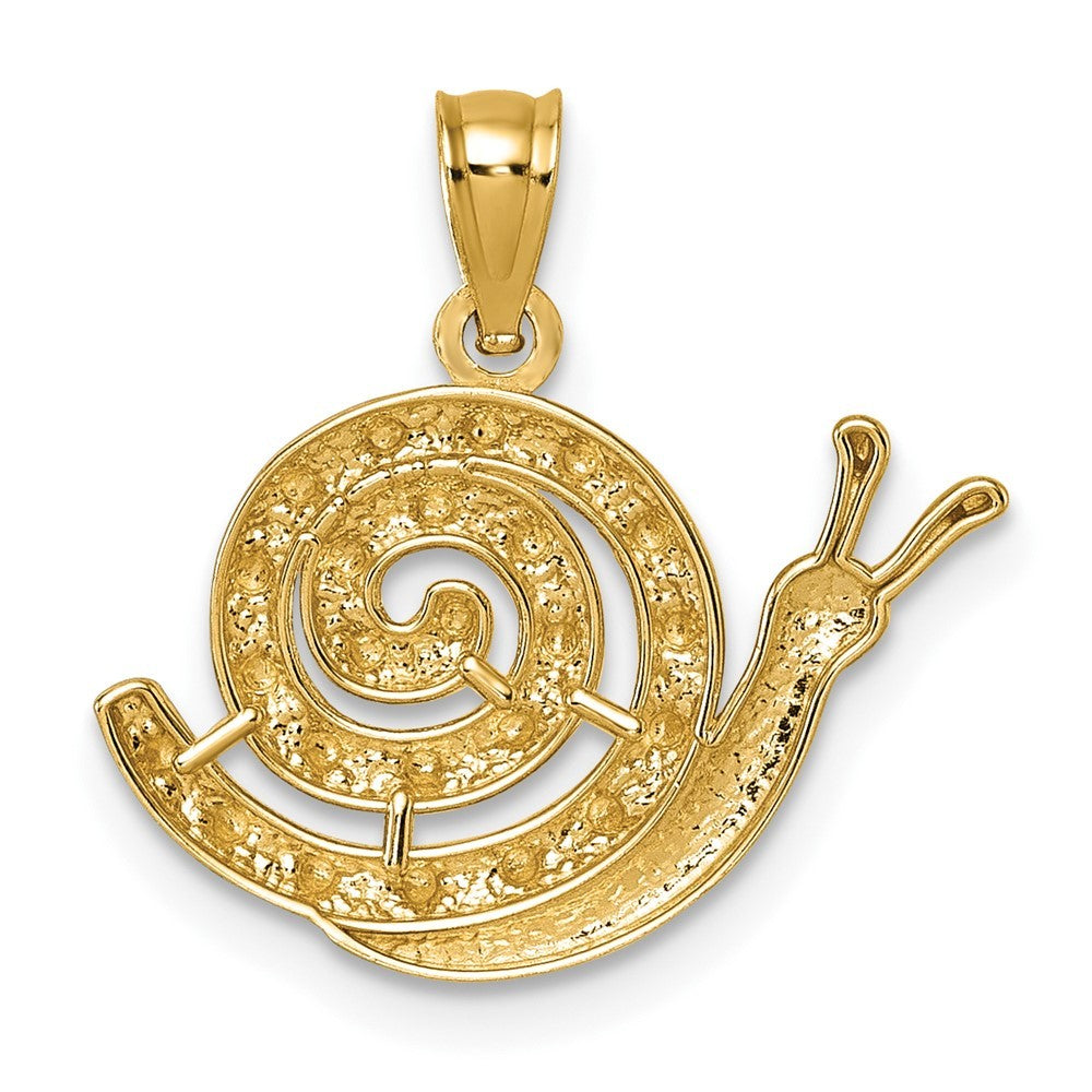 14k Yellow Gold Polished Textured and Diamond-cut Snail Pendant