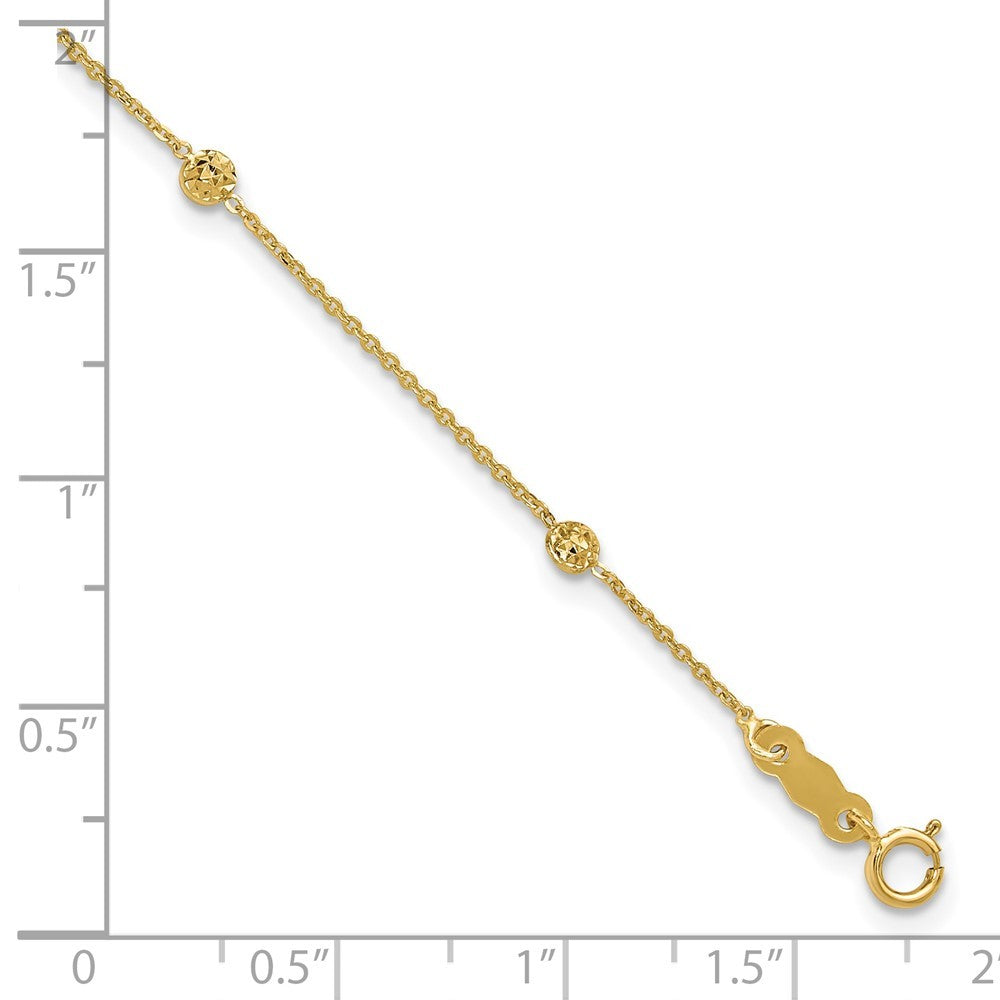 14k Yellow Gold and Diamond-cut Tiny Puffed Circles 6-Station 7.25" Bracelet