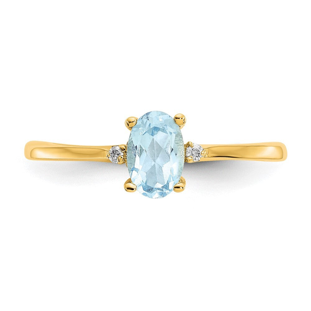 14K Yellow Gold Diamond & Aquamarine Birthstone Ring