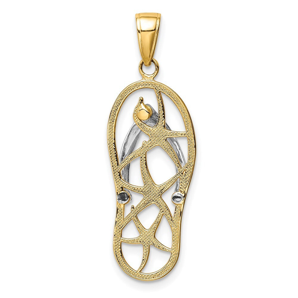 14k Two-tone Gold Starfish Flip-Flop Pendant for Women