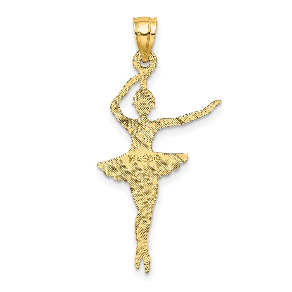 14k Yellow Gold Satin Polished Ballerina Charm