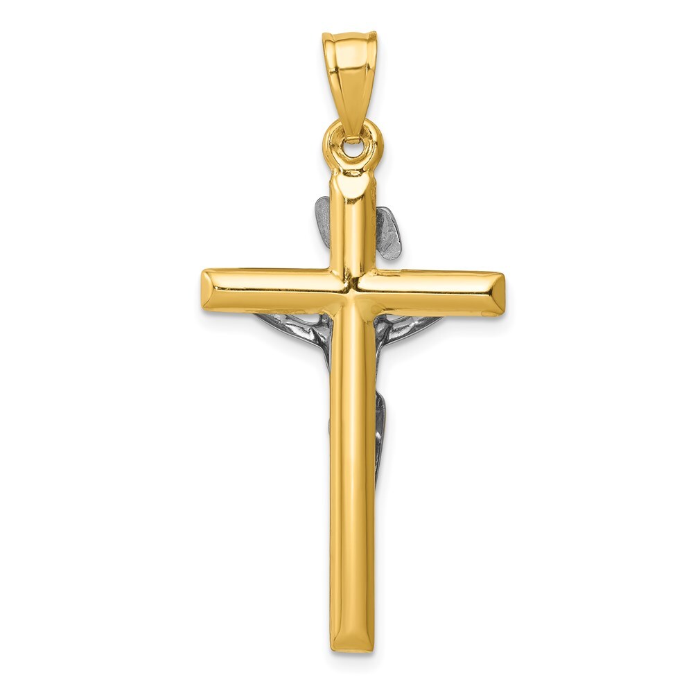 14k Two-tone Gold INRI Crucifix Pendant for Women