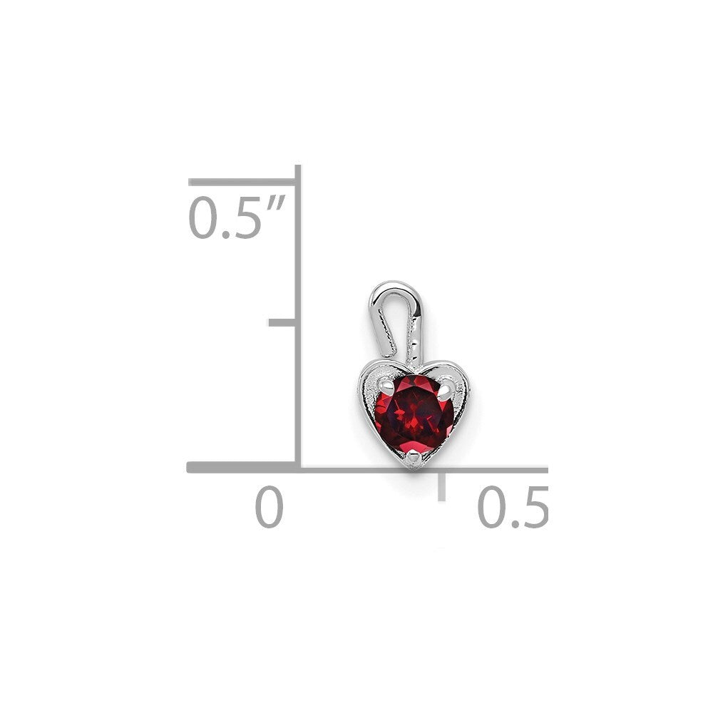 14k White Gold January Synthetic Birthstone Heart Charm Pendant for Women