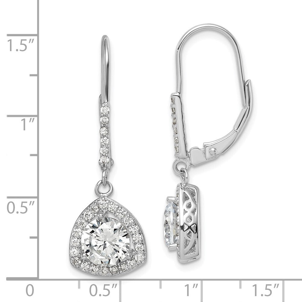Sterling Silver Rhodium-plated Polished Cubic Zirconia Leverback Earrings