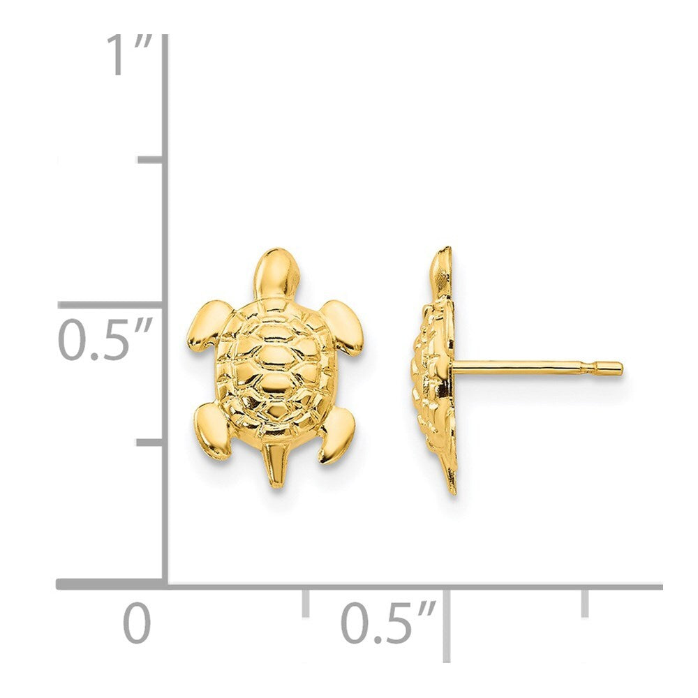 14k Yellow Gold Turtle Stud Earrings Gift for Women