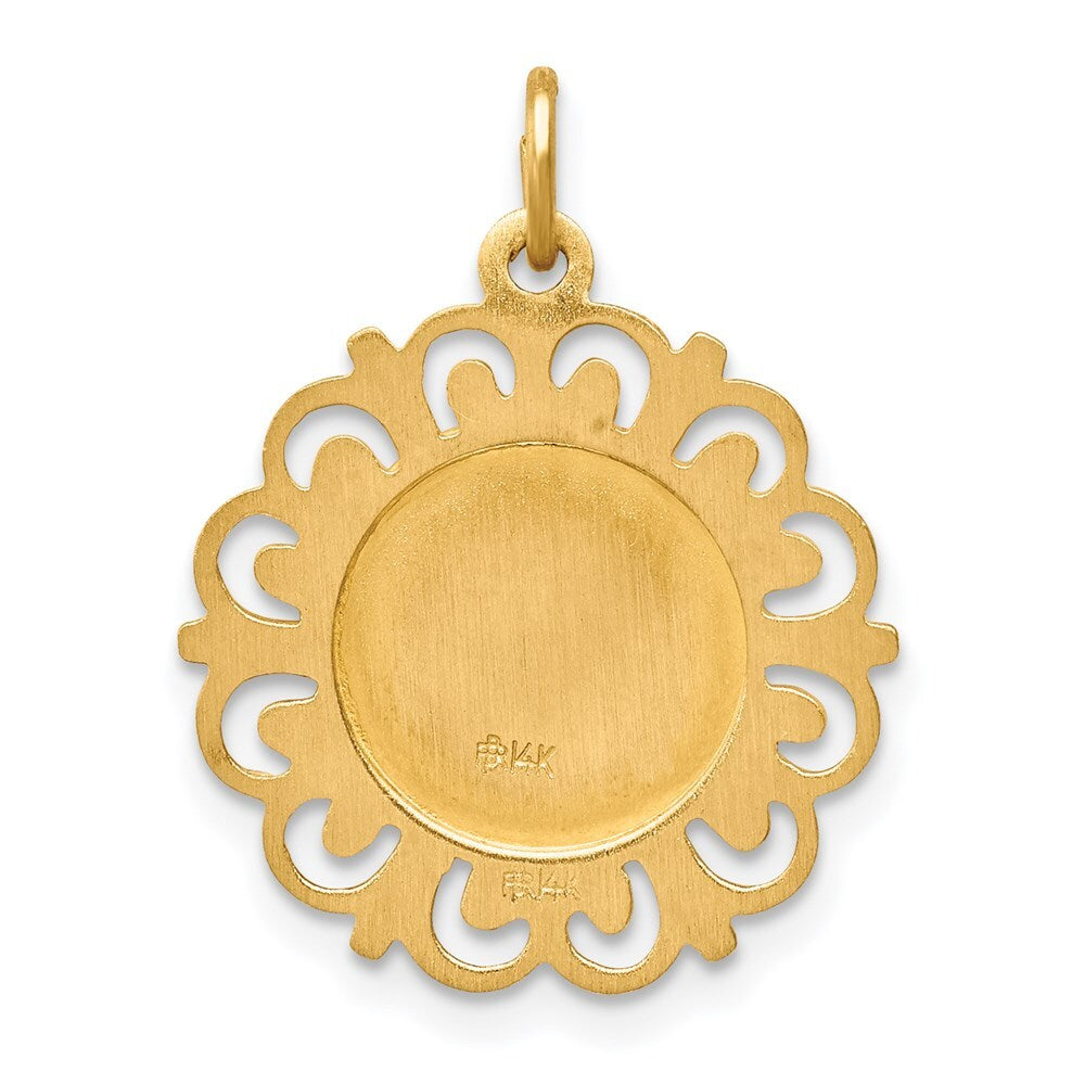 14k Yellow Gold Saint Theresa Medal Charm Pendant for Women