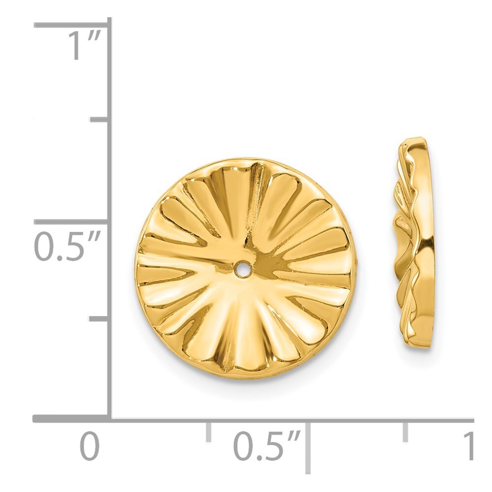 14k Yellow Gold Polished Sunburst Earring Jackets Gift for Women