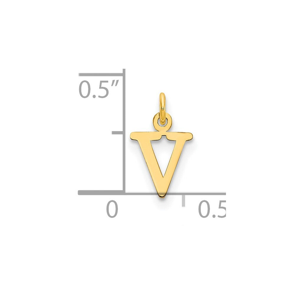 14k Yellow Gold Cutout Letter V Initial Pendant for Women