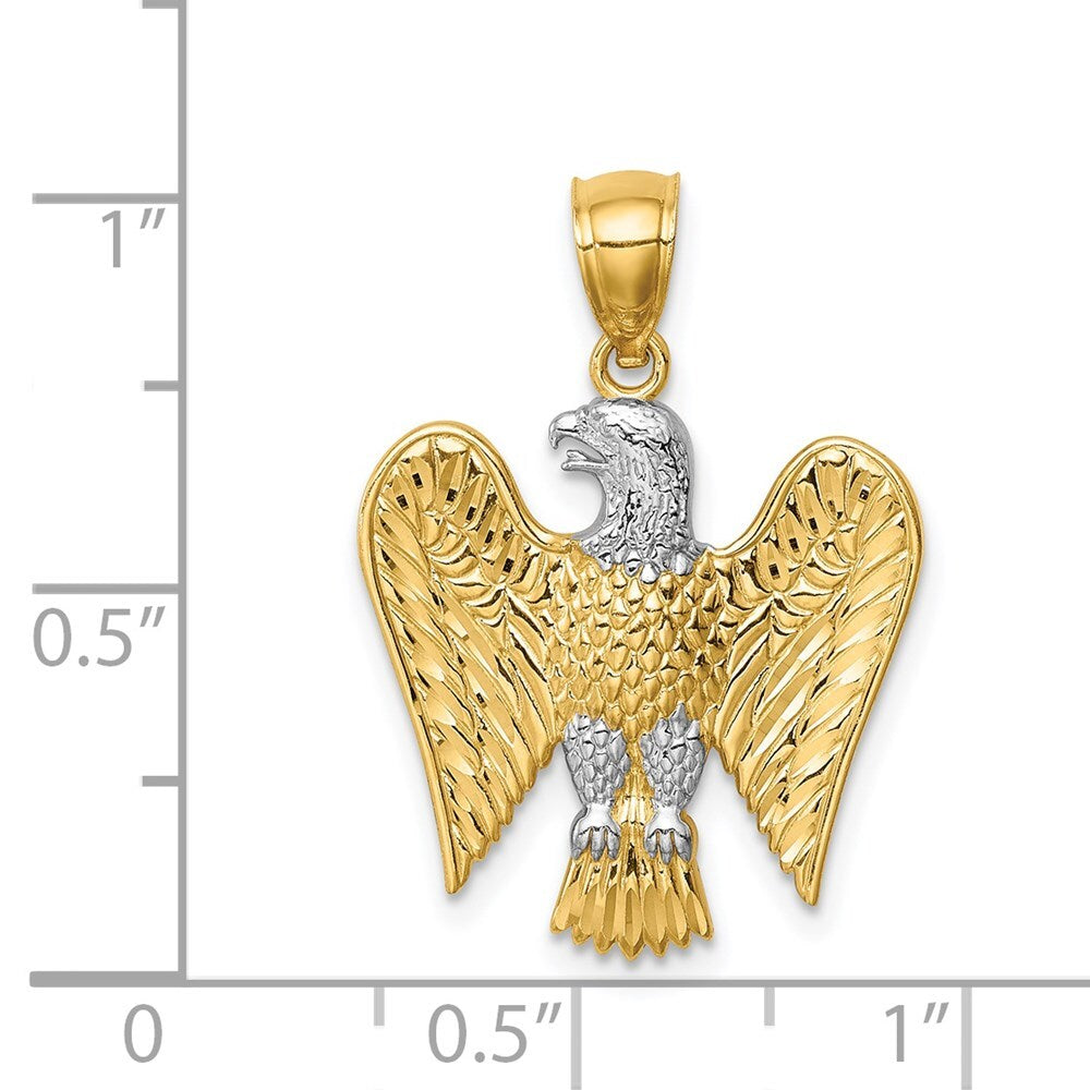 14k Yellow Gold White Rhodium Eagle Pendant for Women